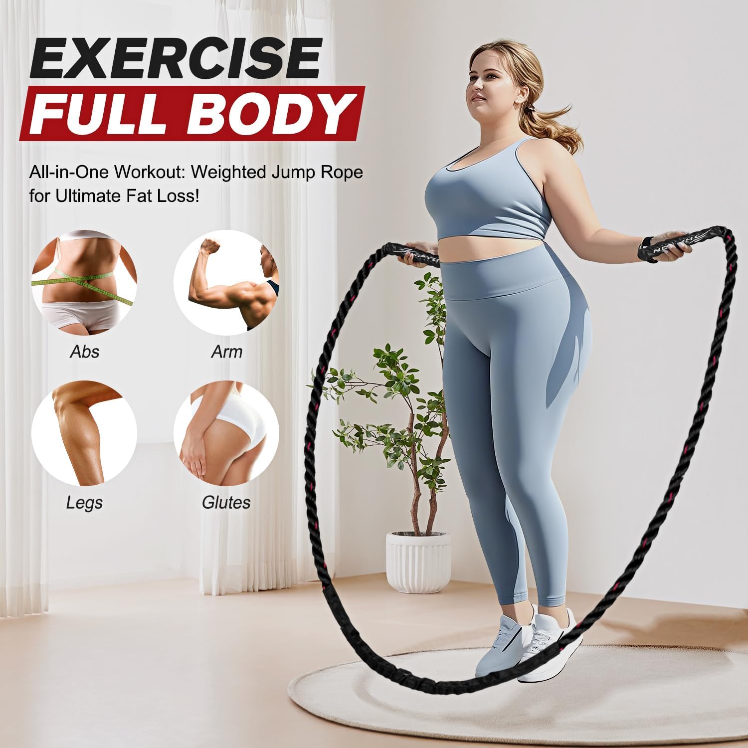 Heavy Weighted Jump Rope Set for Men and Women - 2.8lb, 3.8lb, 5lb - Home Workout Equipment for Boxing, Cardio, and Strength Training