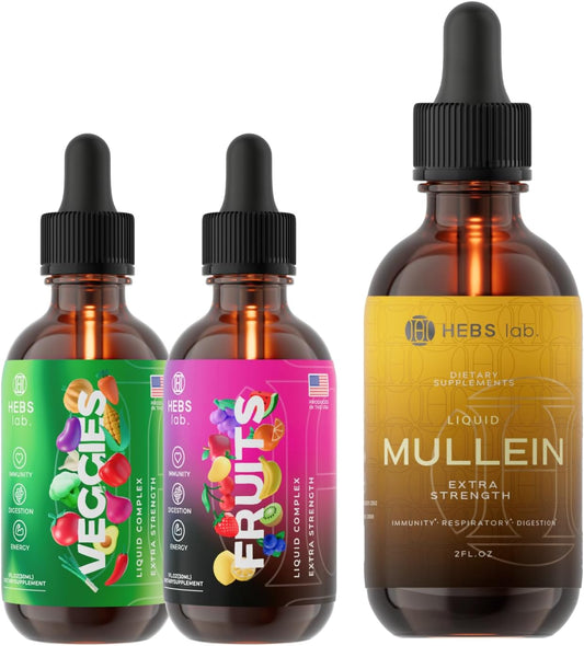 HEBS LAB Multivitamin Fruits and Vegetables Bundle with Mullein Leaf Extract - Immune Booster and Lung Support Supplement