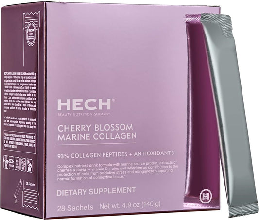 HECH Cherry Blossom Marine Collagen Drink Sachets - Youthful Glow, 4,600mg Collagen, Antioxidant Matrix with Natural Extracts