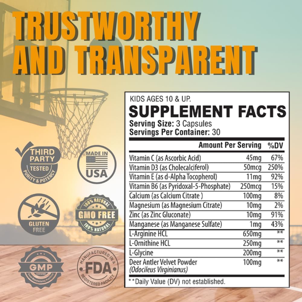 Height Boosters for Kids and Teens (3 Pack) - Natural Growth Supplement with Bone and Immune Support - 270 Capsules