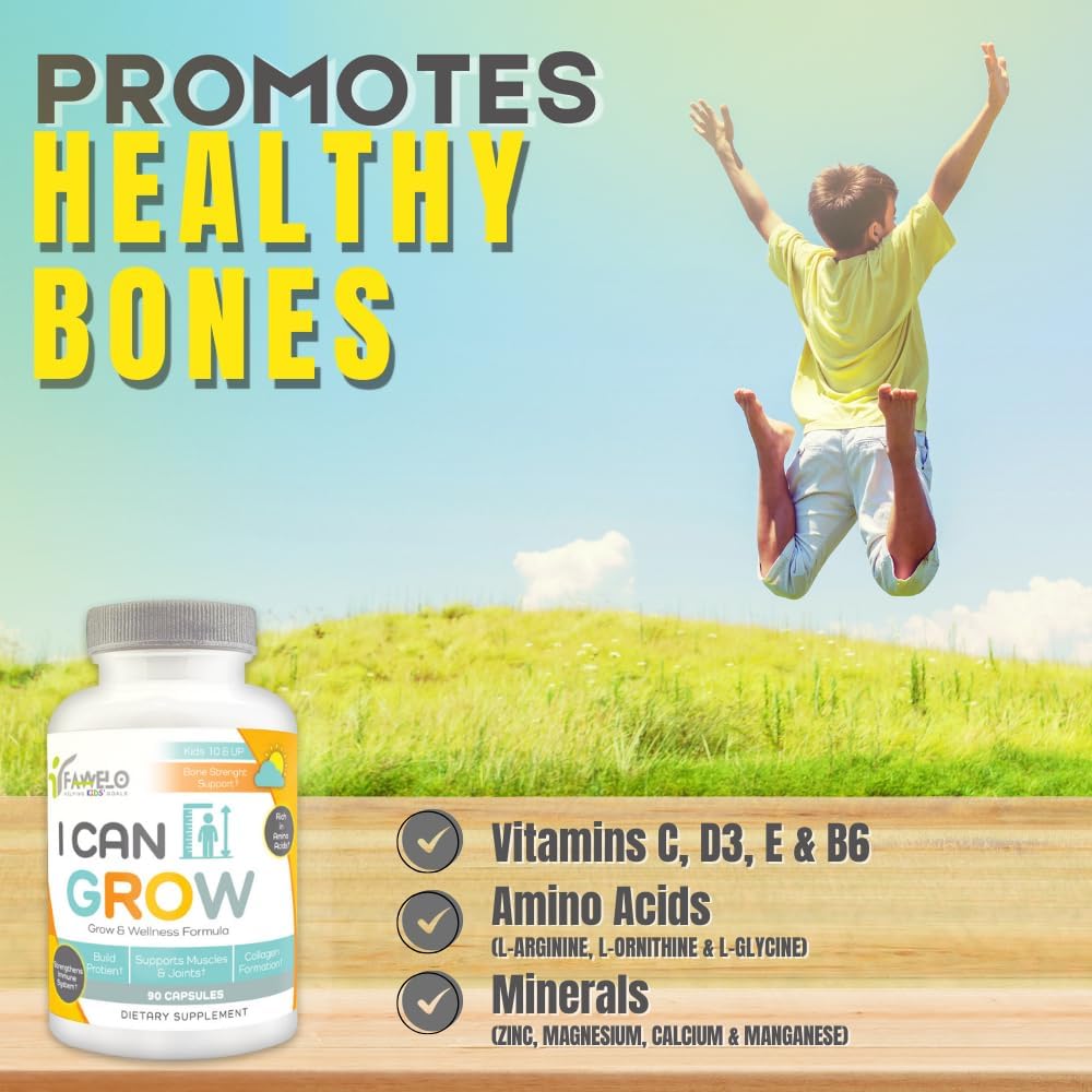 Height Boosters for Kids and Teens (3 Pack) - Natural Growth Supplement with Bone and Immune Support - 270 Capsules