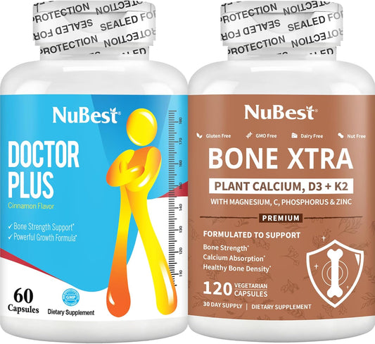 Height Growth & Bone Strength Bundle - NuBest Bone Xtra & Doctor Plus Supplements for Healthy Development in Teens