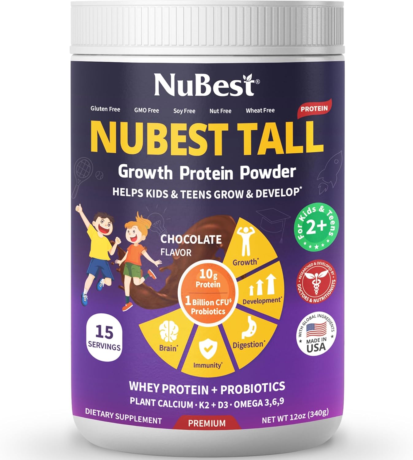 Height Growth Bundle for Kids: Protein Powder & Chewable Tablets - Support Strong Growth with NuBest & Doctor Taller Supplements