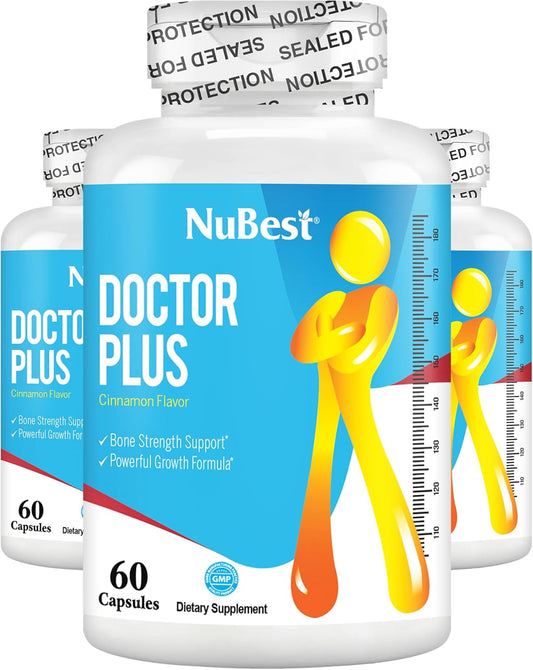 Height Growth Formula for Children and Teens - NuBest Doctor Plus 3 Pack - Supports Growth with Calcium, Vitamins D3 & K2 - Immunity Boost