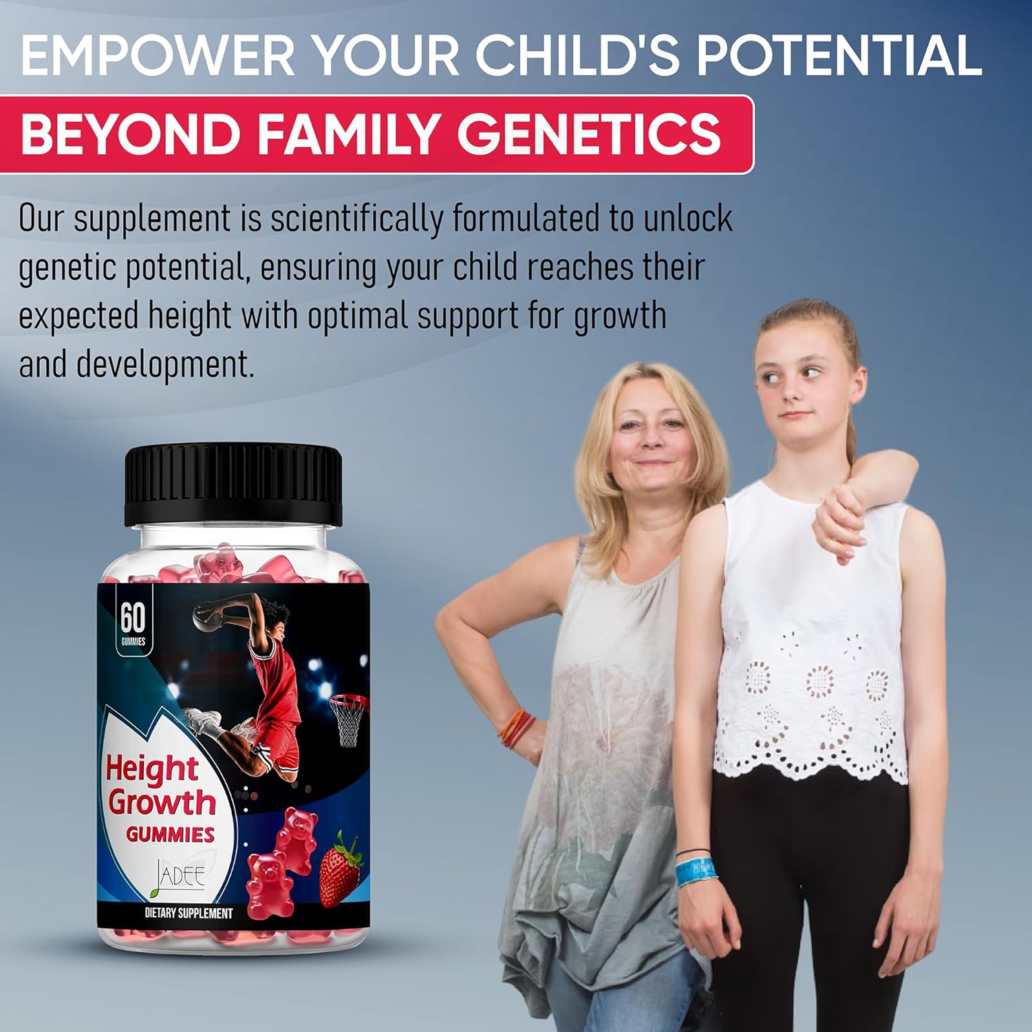 Height Growth Gummies for Kids with Calcium, Vitamin D, K2, Magnesium, and Zinc - Supplement for Teen's Growth - Ages 5-20 - Increase Height with Kids Vitamins