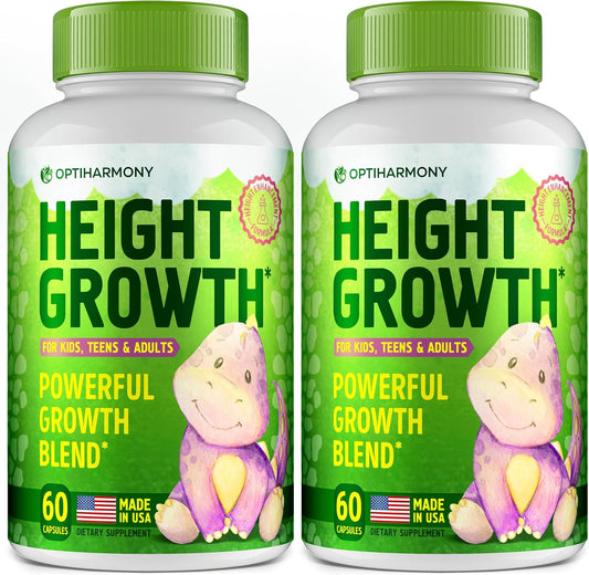 Height Growth Maximizer Pack of 2 - Natural USA-Made Supplement for Adults, Teens & Kids - Bone Growth & Vitamins for Height Increase - Grow Taller Pills for Boys & Girls