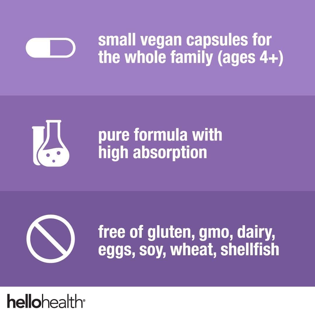 HELLO HEALTH Magnesium Bisglycinate Supplement 400mg - Chelated Magnesium Capsules for Calm, Sleep, Muscle Recovery, Joint Support - 90 ct x 4 Pack