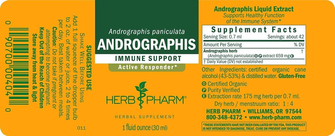 Herb Pharm Andrographis Liquid Extract for Immune Support - 1 Fl Oz
