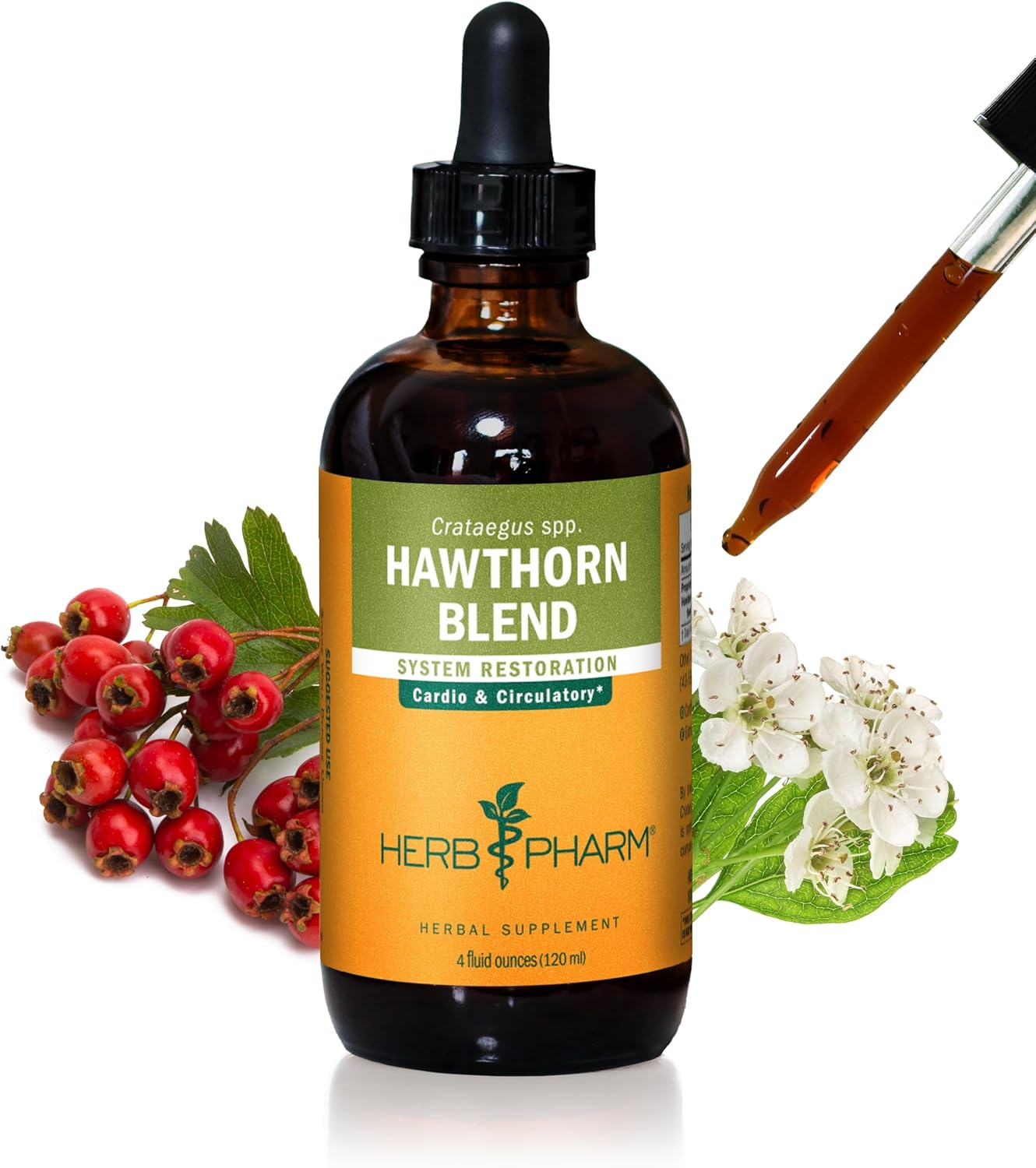 Herb Pharm Hawthorn Blend Liquid Extract - 4 oz Bottle for Cardiovascular and Circulatory Health