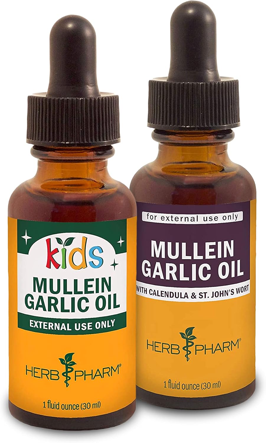 Herb Pharm Mullein Garlic Oil 1 Oz Bundle - Adult & Kids Herbal Gift Set