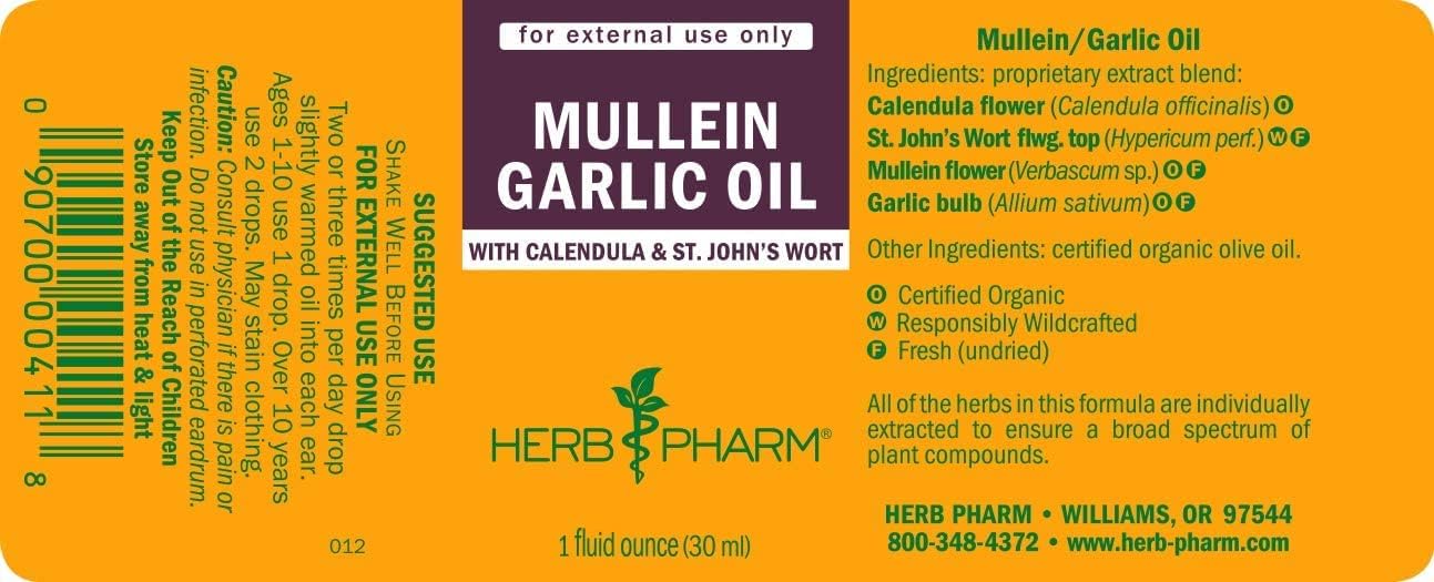 Herb Pharm Mullein Garlic Oil 1 Oz Bundle - Adult & Kids Herbal Gift Set