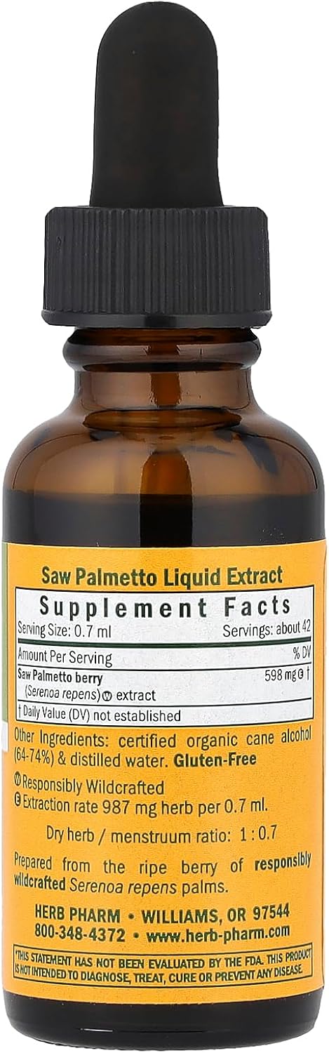 Herb Pharm Saw Palmetto Liquid Extract for Prostate Support - 1oz (DSAW01)