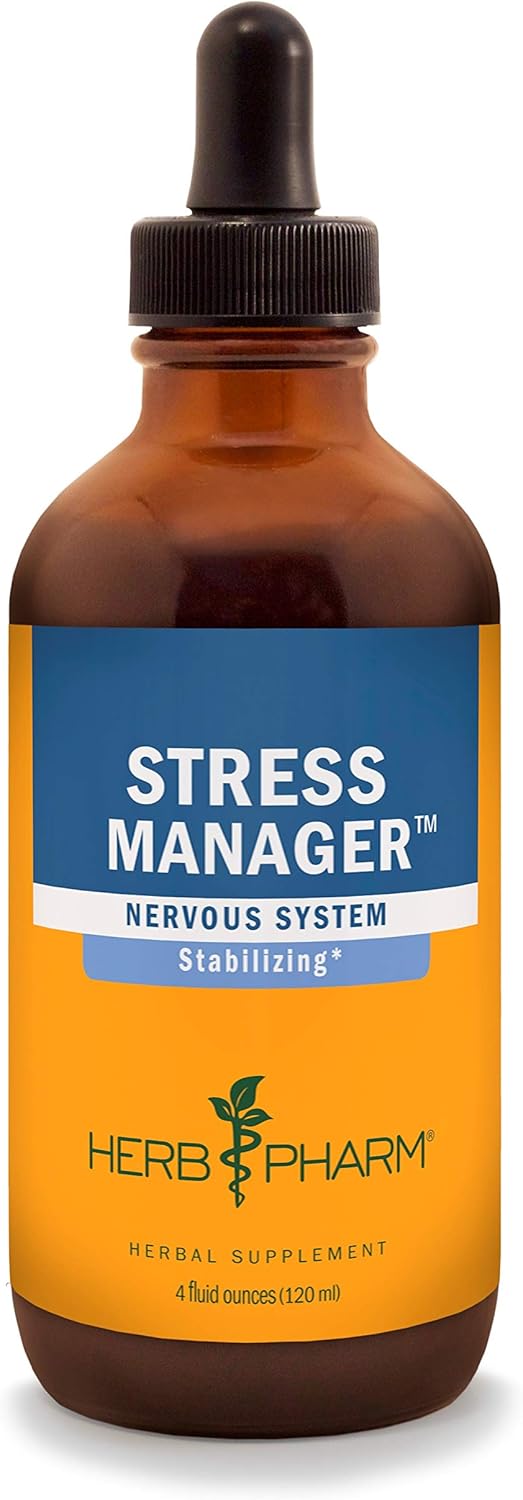 Herb Pharm Stress Manager Liquid Herbal Formula with Rhodiola and Holy Basil Extracts - 4 oz