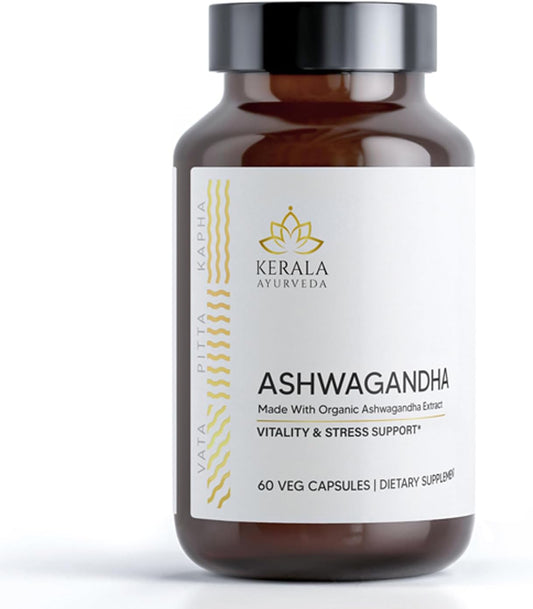 Herbal Ayurvedic Ashwagandha Capsules for Immunity, Stress Relief, Sleep - 60 Count