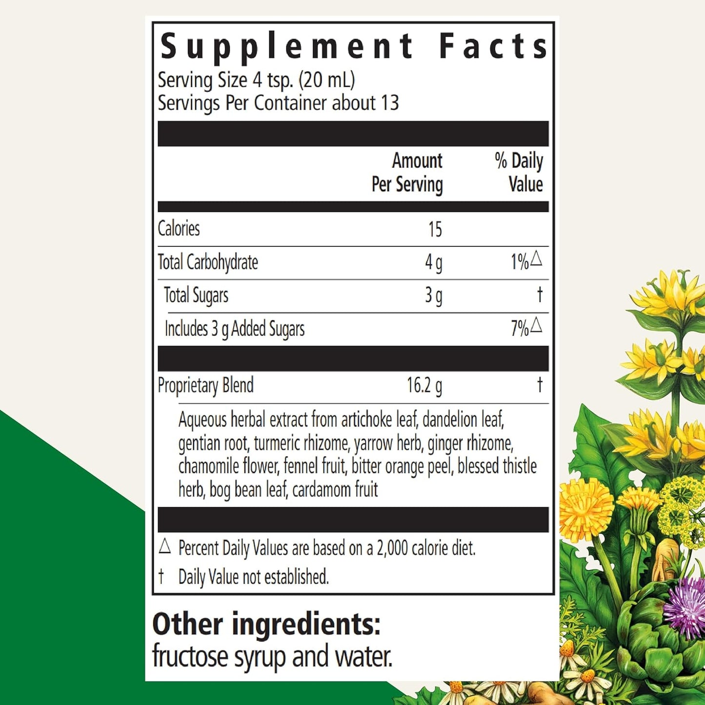 Herbal Bitters Digestive Support Supplement with Artichoke, Dandelion, Turmeric, Ginger - Liquid Formula - Easily Absorbed - Vegan, Non-GMO - 8.5 fl oz