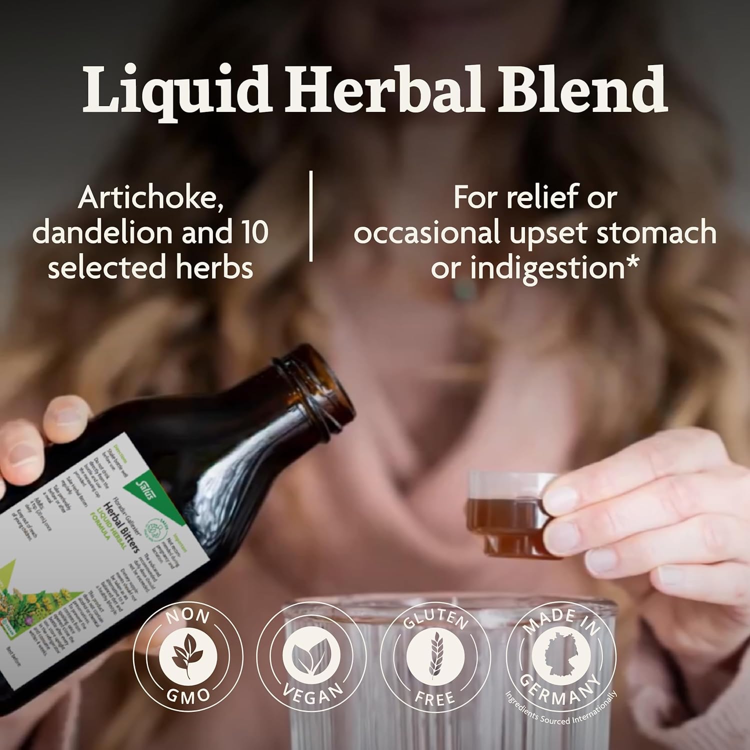 Herbal Bitters Digestive Support Supplement with Artichoke, Dandelion, Turmeric, Ginger - Liquid Formula - Easily Absorbed - Vegan, Non-GMO - 8.5 fl oz