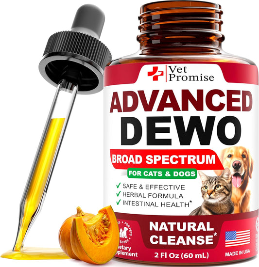 Herbal Broad Spectrum Intestinal Defense Liquid Supplement for Cats & Dogs - USA Made Digestive Support - Removes Parasites & Toxins - Natural Puppy & Kitten Medication