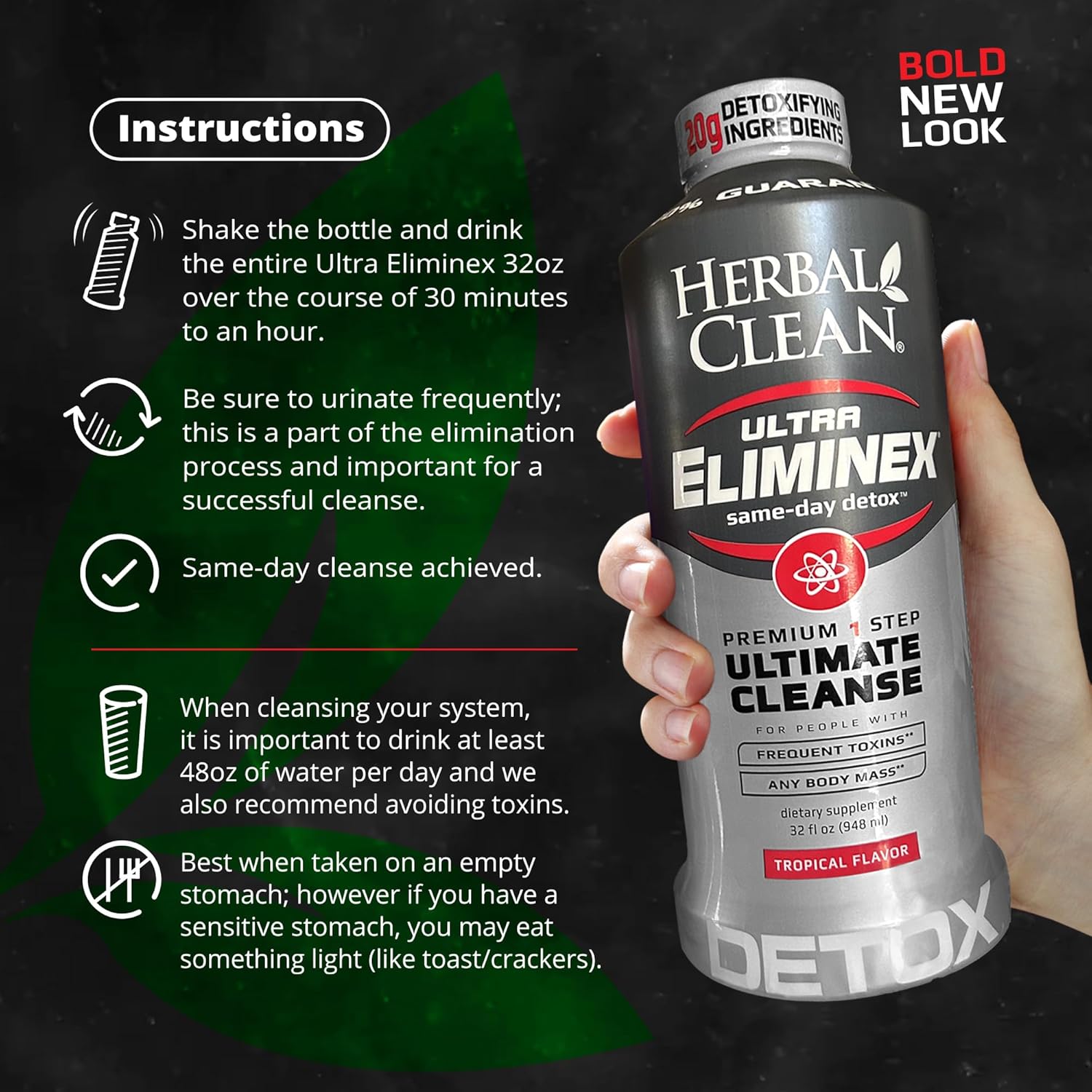 Herbal Clean Ultra Eliminex Premium Same-Day Detox Cleanse Tropical Fruit 32 fl oz