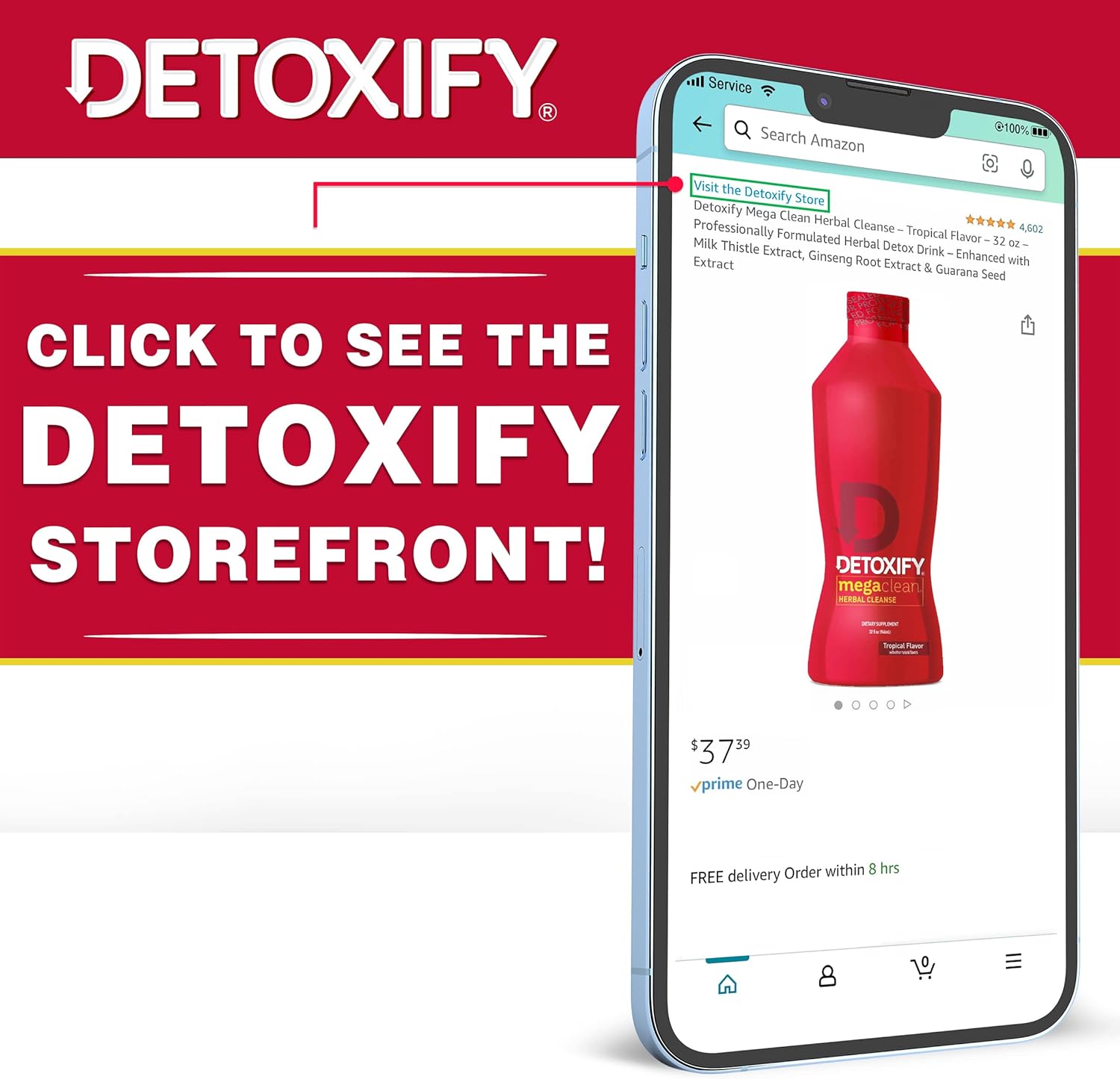Herbal Cleanse Detox Drink - Full Body Cleanse for Women and Men - Same Day Results - Grape Flavor - 16 oz