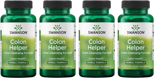 Herbal Colon Health Supplement with Vervain, Goldenseal Root, Slippery Elm Bark - Supports Digestive System and Regular Elimination - 60 Capsules, 4-Pack