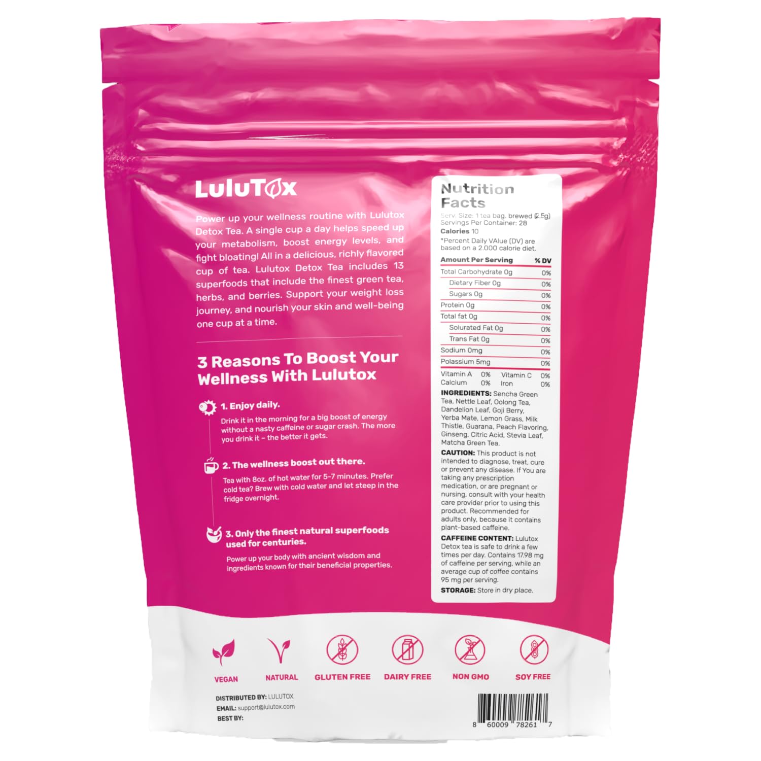 Herbal Detox Tea with Dandelion, Ginseng, Ginger - Promotes Healthy Weight & Digestion - Vegan Peach Flavor - 3 Pack x 28 Servings