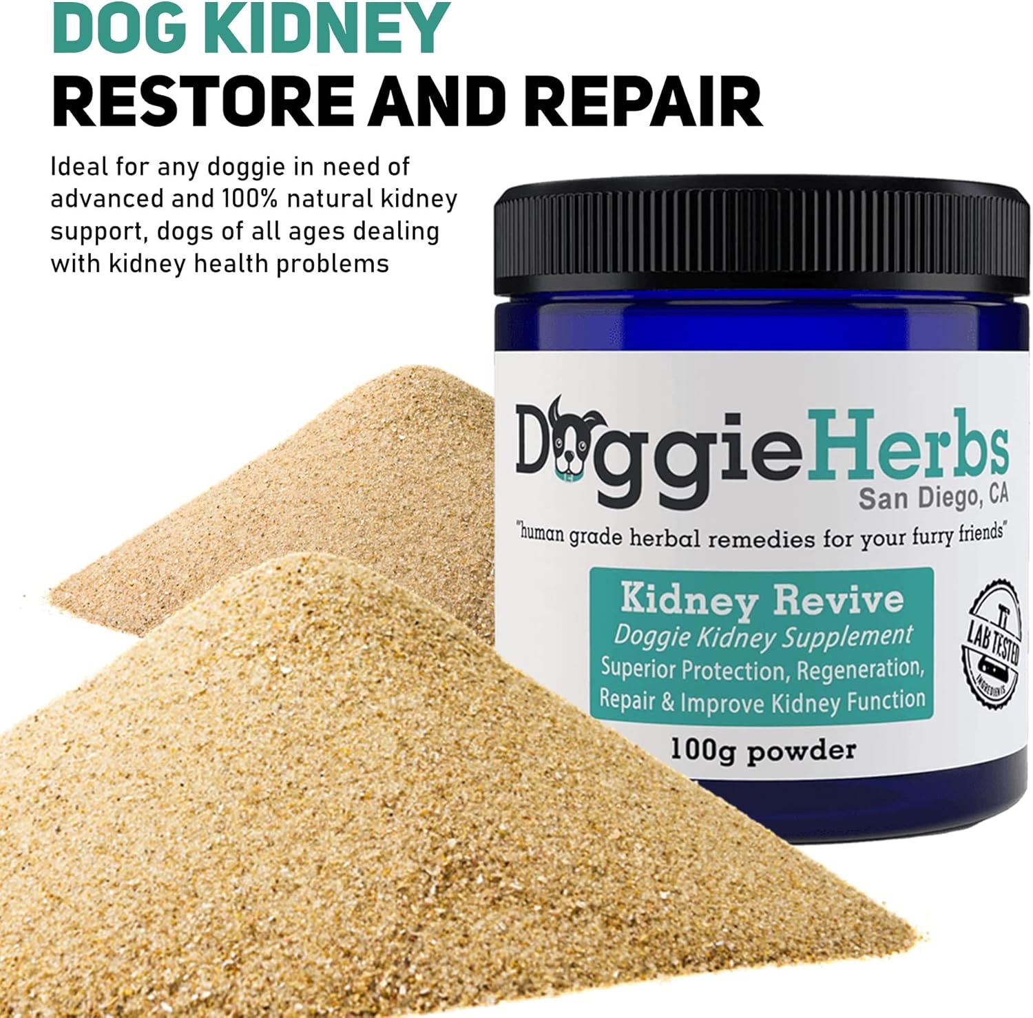 Herbal Dog Kidney Health Supplement for Acute and Chronic Ailments - Kidney Revive by Doggie Herbs