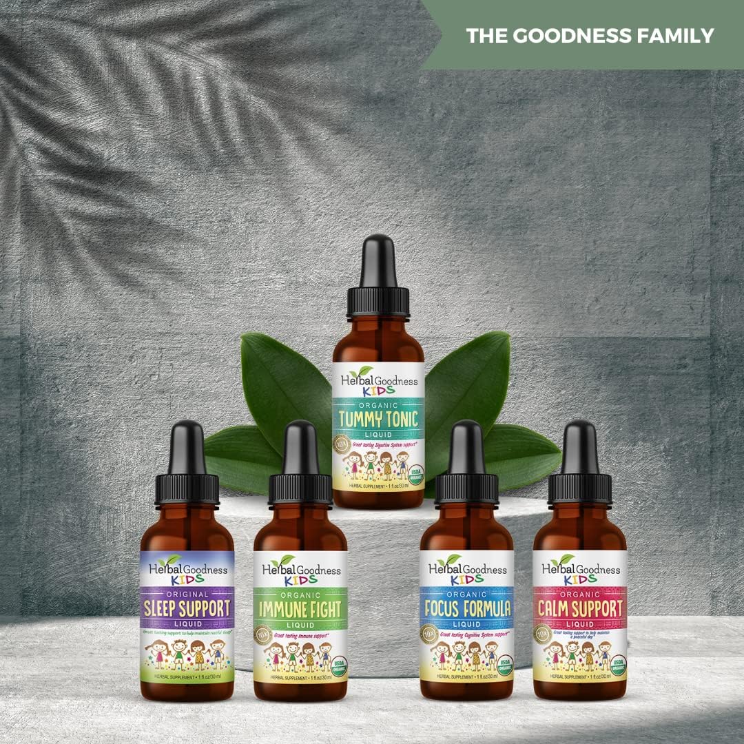 Herbal Goodness Kids Focus and Attention Supplements with Ashwagandha & Moringa Extract - 1oz Non-GMO Focus Vitamins for Kids - Made in USA