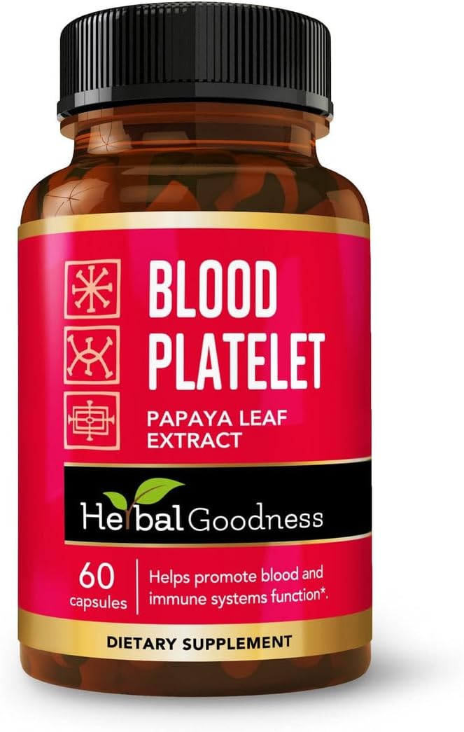 Herbal Goodness Papaya Leaf Blood Platelet Capsules - 20x Strength 600mg - Immune Support & Blood Cleanse - USA-Made Herbal Remedy