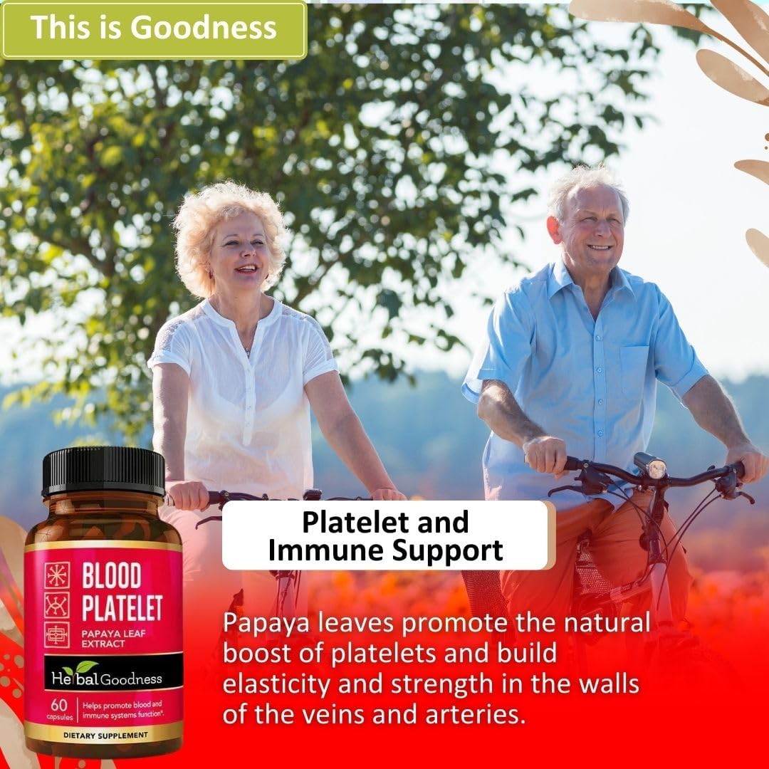 Herbal Goodness Papaya Leaf Blood Platelet Capsules - 20x Strength 600mg - Immune Support & Blood Cleanse - USA-Made Herbal Remedy