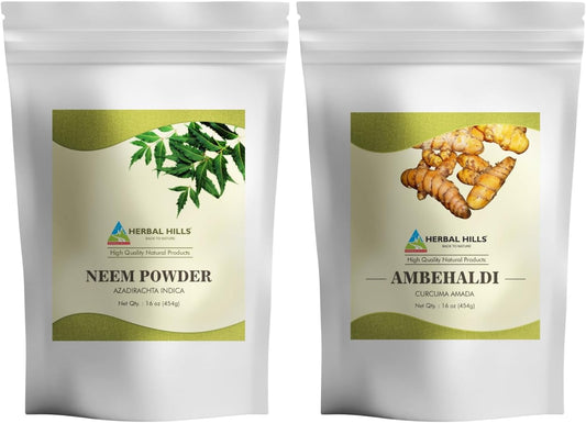 Herbal Hills Neem Leaf and Turmeric Powder Combo Pack - 16 Oz x 2