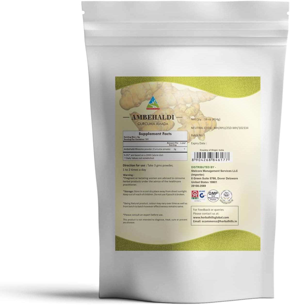 Herbal Hills Neem Leaf and Turmeric Powder Combo Pack - 16 Oz x 2