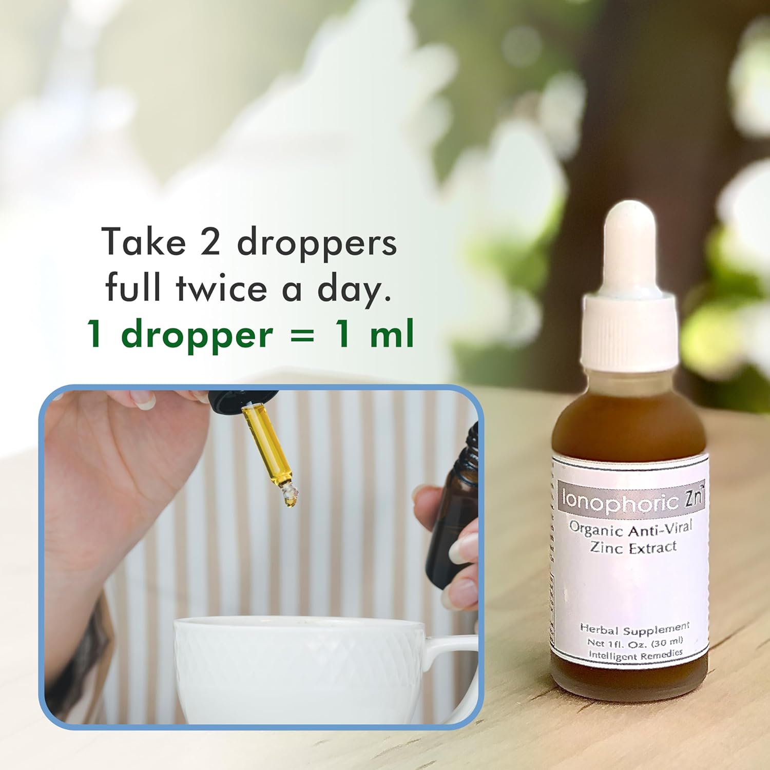 Herbal Immune Support Supplement with Zinc, Turmeric, Green Tea, and Cinnamon - 30ml Bottle