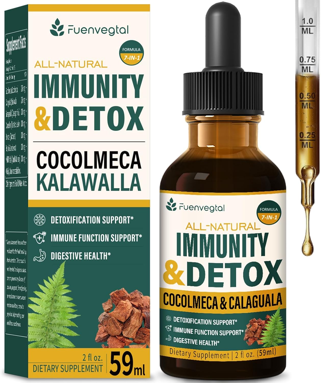 Herbal Immunity & Detox Drops with Cocolmeca Bark and Milk Thistle for Detoxification and Digestive Health
