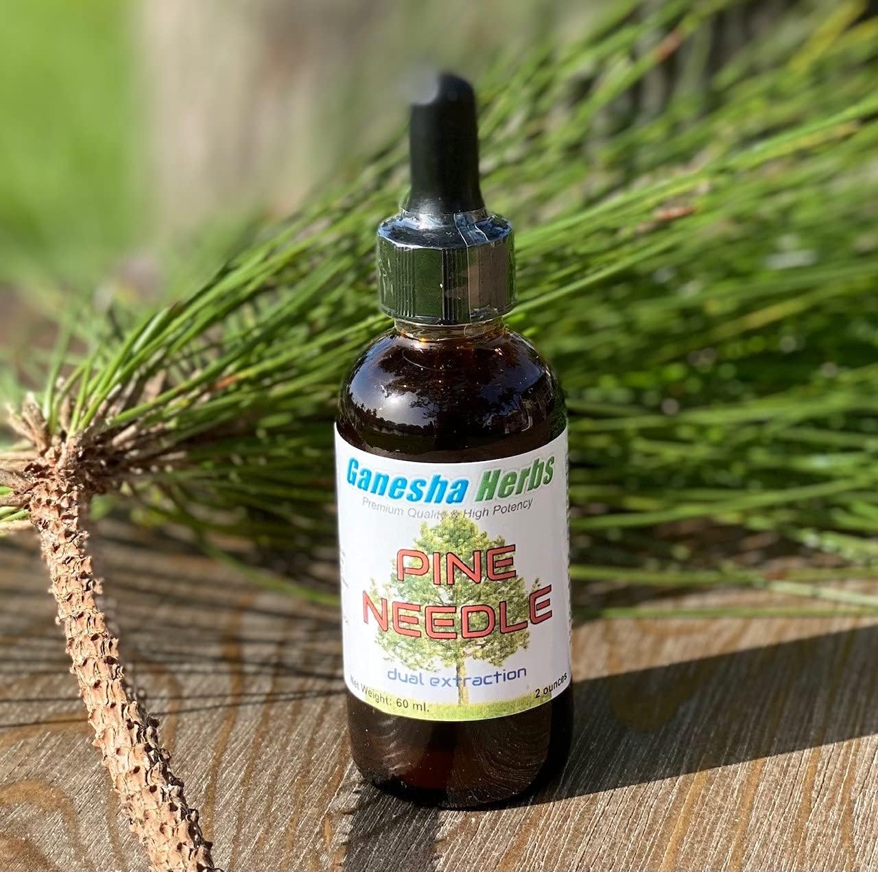 Herbal Liquid Tincture with Pine Needle for Shikimic Acid Extraction - 2 Oz Bottle