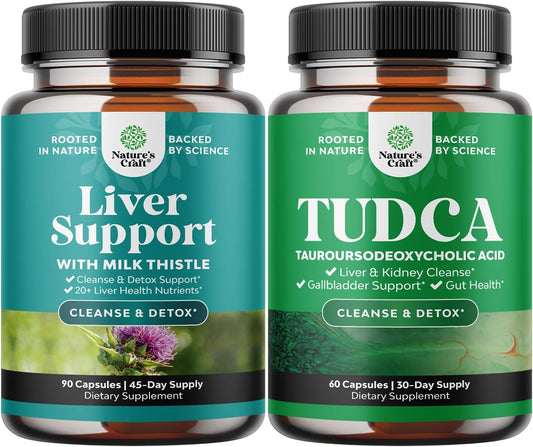 Herbal Liver Support Bundle: Liver Cleanse, Detox & Repair Formula with Advanced Bile Salt Supplement for Gallbladder, Kidney, and Liver Support by Natures Craft