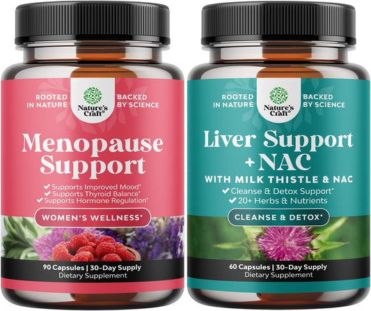 Herbal Menopause Supplement Bundle for Women: Night Sweats, Mood Support, Liver Health - Dong Quai, Vitex, Chaste Berry, Black Cohosh, NAC