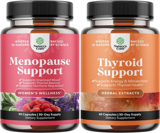 Herbal Menopause Supplement Bundle for Women with Dong Quai, Vitex, and Thyroid Support for Night Sweats and Mood Boost