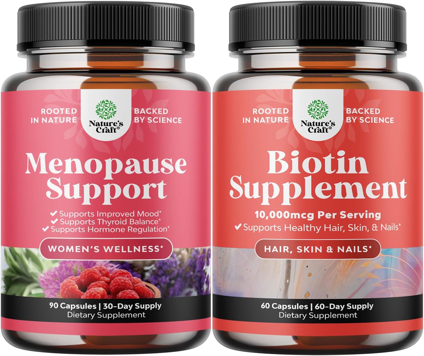 Herbal Menopause Supplement for Night Sweats & Mood with Dong Quai, Vitex, & Biotin - Stop Hair Loss & Support Women's Health