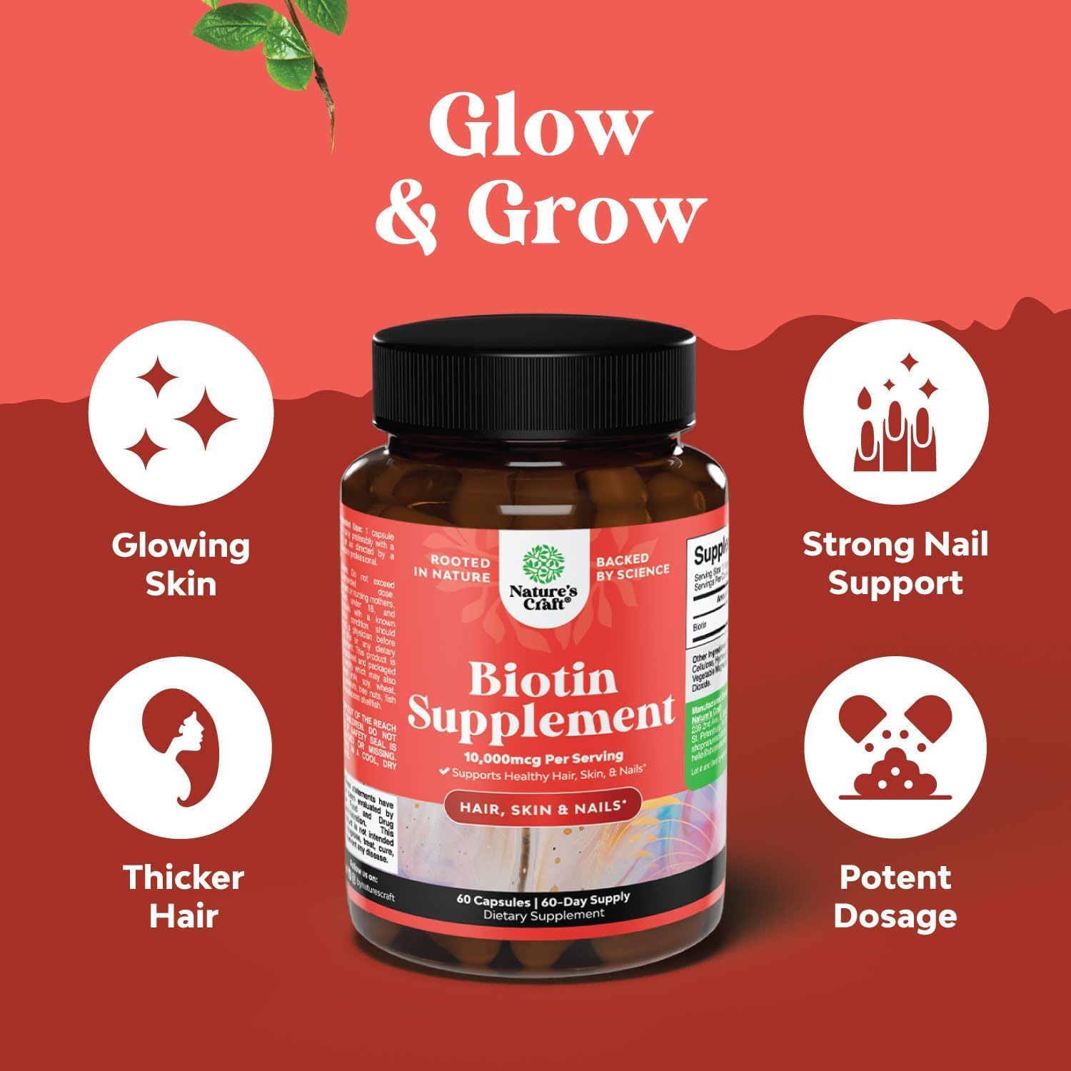 Herbal Menopause Supplement for Night Sweats & Mood with Dong Quai, Vitex, & Biotin - Stop Hair Loss & Support Women's Health