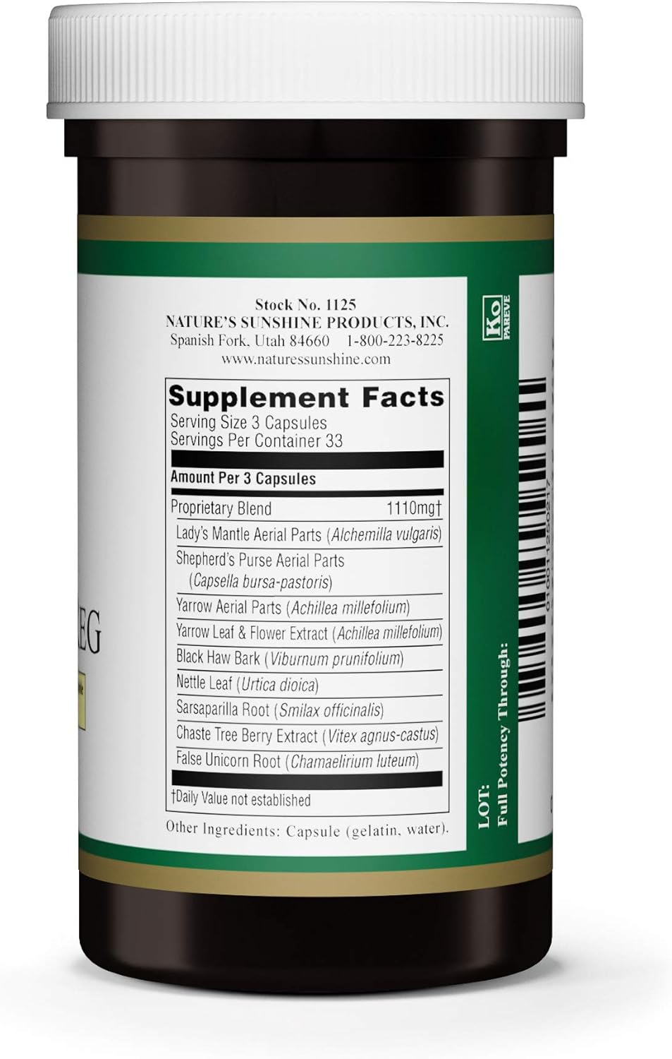 Herbal Menstrual Support Capsules, 100 ct, Kosher - Promotes Hormone Balance & Comfort During Menstruation