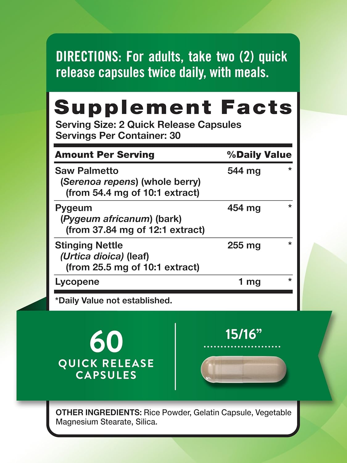 Herbal Prostate Support Supplement for Men with Saw Palmetto | Non-GMO & Gluten Free Capsules by Nature's Truth