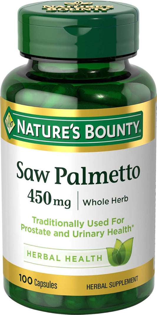 Herbal Saw Palmetto Supplement for Prostate and Urinary Health - 450 mg, 100 Capsules by Nature's Bounty