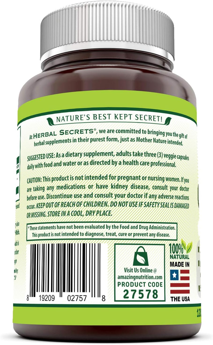 Herbal Secrets Celery Seed Extract 1500mg Supplement Veggie Capsules - Non-GMO & Gluten-Free - USA Made