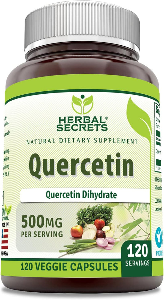 Herbal Secrets Quercetin 500mg Capsules - Non-GMO, Gluten-Free, Made in USA - 120 Count