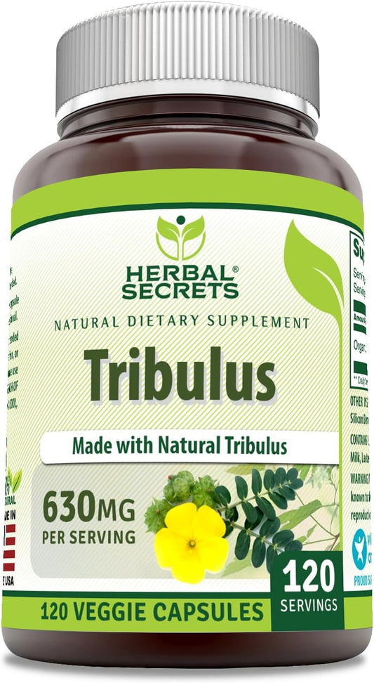 Herbal Secrets Tribulus 630 Mg 120 Veggie Capsules - Non-GMO, Gluten Free, USA-Made Supplement