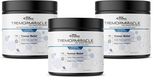 Herbal Supplement Powder for Essential Tremors - Grape Flavor, 13.4 Oz - Hands, Legs, Feet, Head (3-Pack)