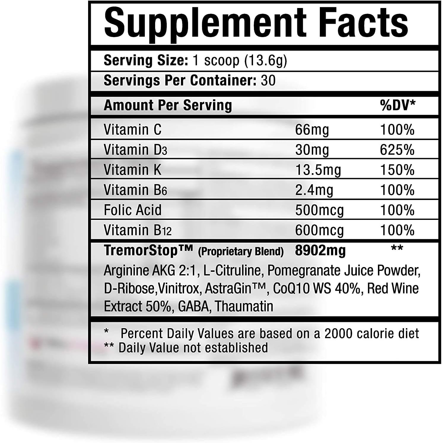Herbal Supplement Powder for Essential Tremors - Grape Flavor, 13.4 Oz - Hands, Legs, Feet, Head (3-Pack)