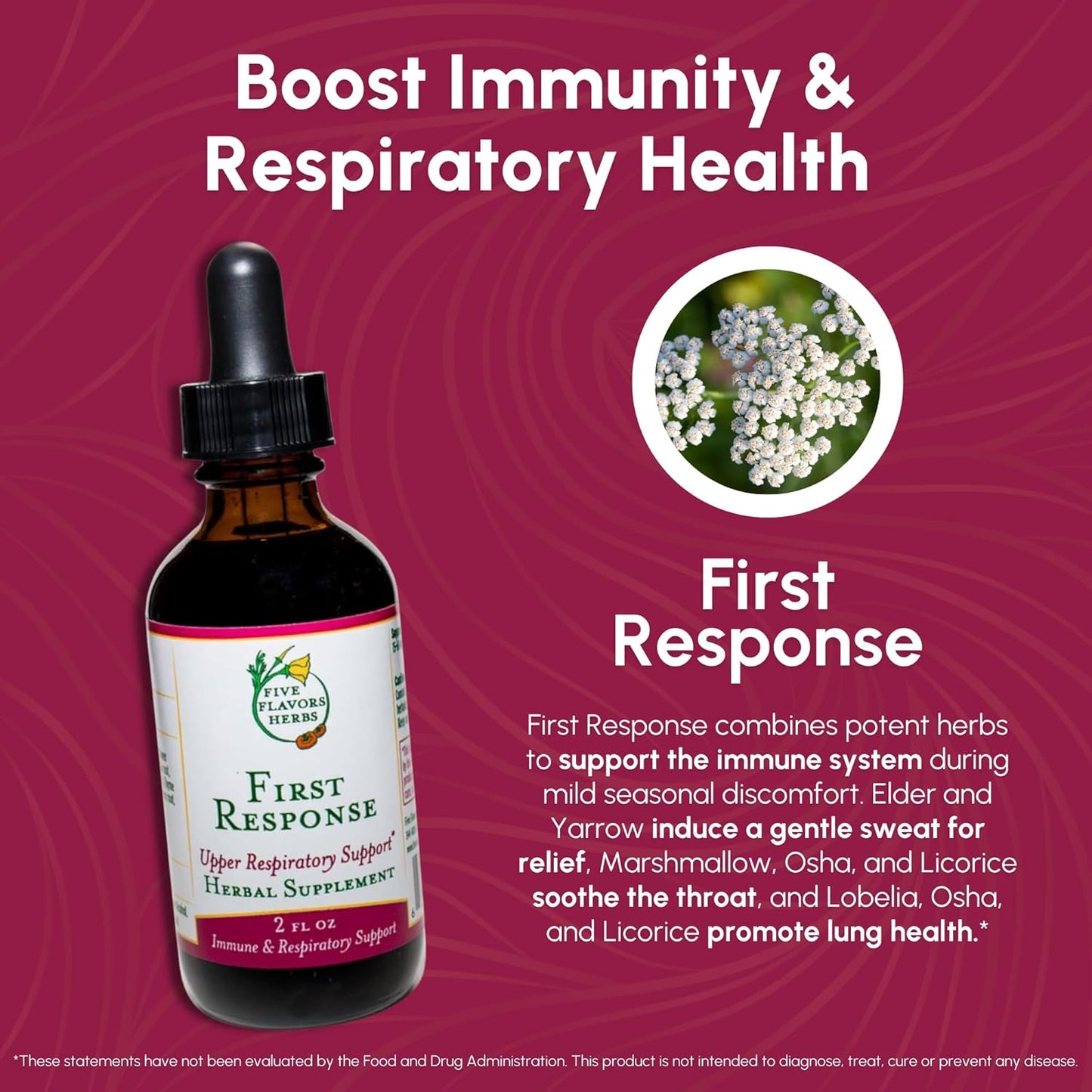 Herbal Supplement Tincture for Seasonal Discomfort and Immune System Support - Elderberry, OSHA, Yarrow - 2 Fl Oz