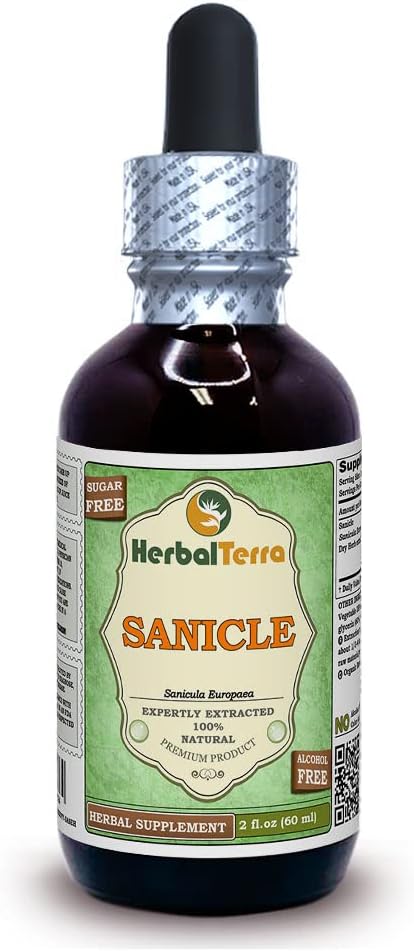 Herbal Terra Sanicle (Sanicula Europaea) Glycerite 2 oz Liquid Extract - Alcohol-Free Dried Herb Formula by Herbal Terra LLC