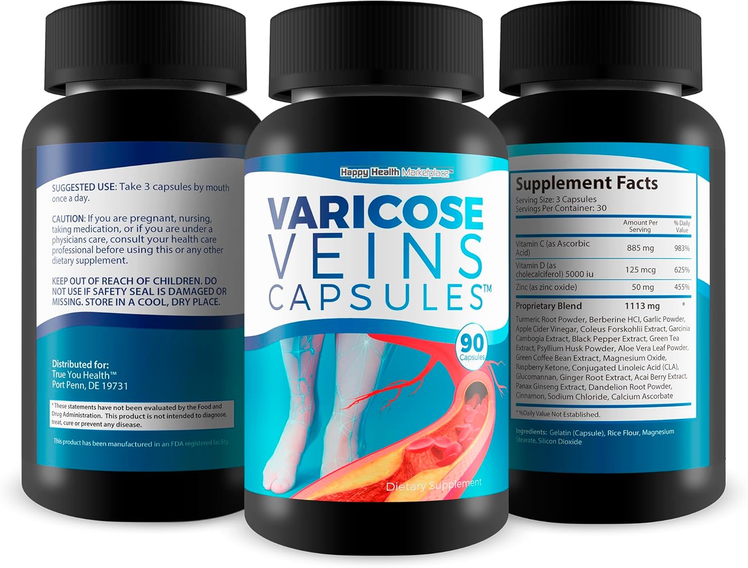Herbal Varicose Veins Capsules - Natural Supplement for Varicose Vein Treatment in Women - Effective Herbal Remedy for Varicose Veins on Legs